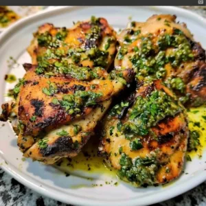 Delicious Chimichurri Chicken Thighs served with fresh herbs and spices.