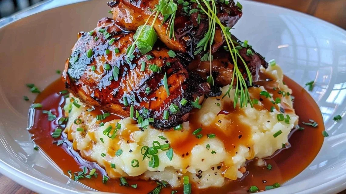Chipotle Honey Chicken Thighs with Smoked Gouda Mashed Potatoes