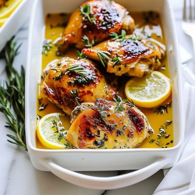 Honey Dijon Chicken Thighs cooked to perfection with a sweet and tangy glaze.