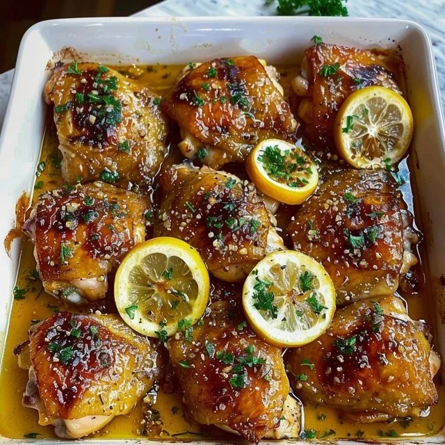 Baked boneless chicken thighs seasoned and cooked to perfection