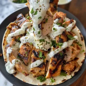 Delicious chicken shawarma with creamy garlic sauce on a plate