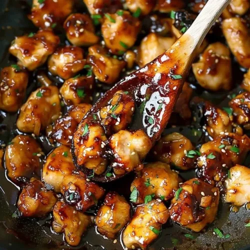 Delicious Honey Garlic Chicken Bites served on a plate