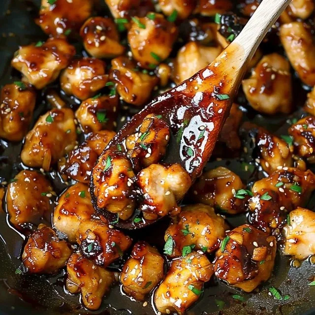 Delicious Honey Garlic Chicken Bites served on a plate