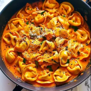 One-Pot Spicy Garlic Butter Chicken Tortellini dish served in a bowl