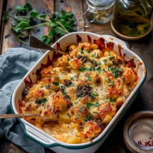 Power-packed high protein cheesy chicken and potatoes dish