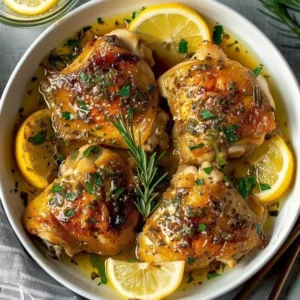 Slow cooker lemon garlic butter chicken made with fresh ingredients.