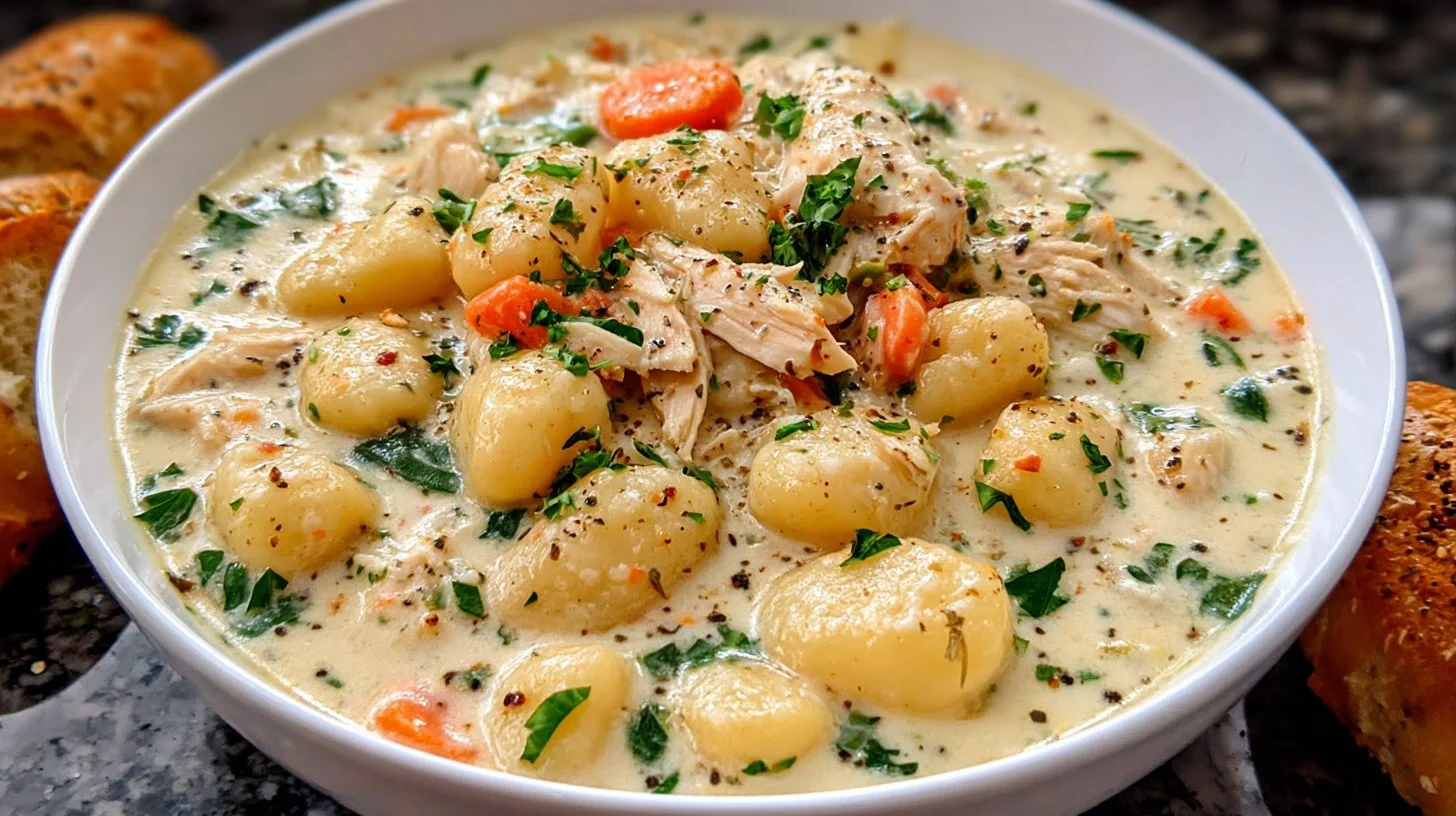 Creamy Crockpot Gnocchi Chicken Pot Pie Soup