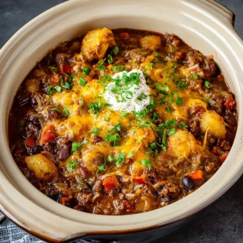 Easy Cowboy Casserole made in a crockpot with layers of flavor