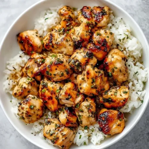 Delicious garlic butter chicken bites ready to serve