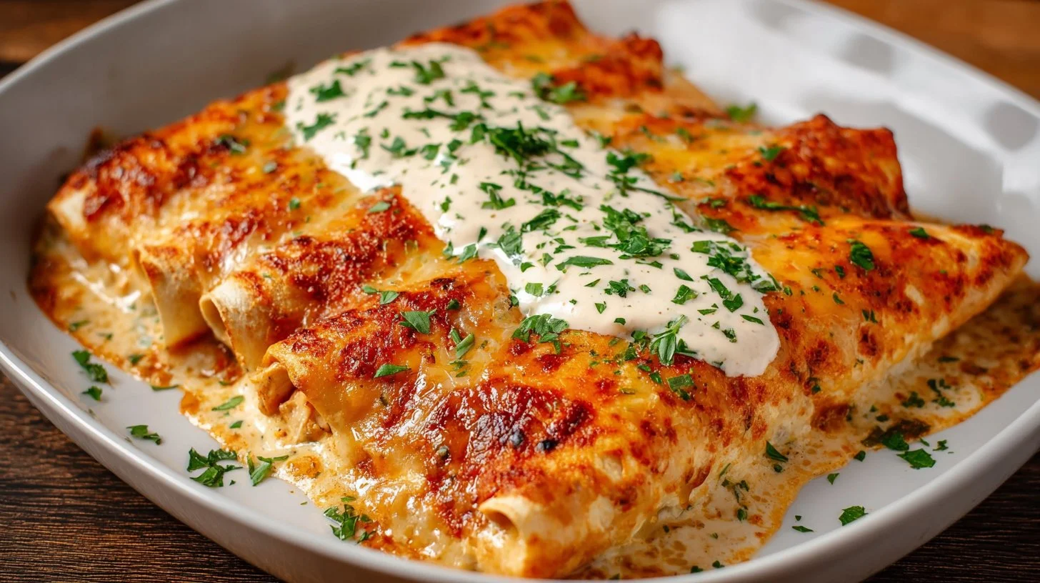 Easy Homemade Chicken Enchiladas with Creamy Enchilada Sauce