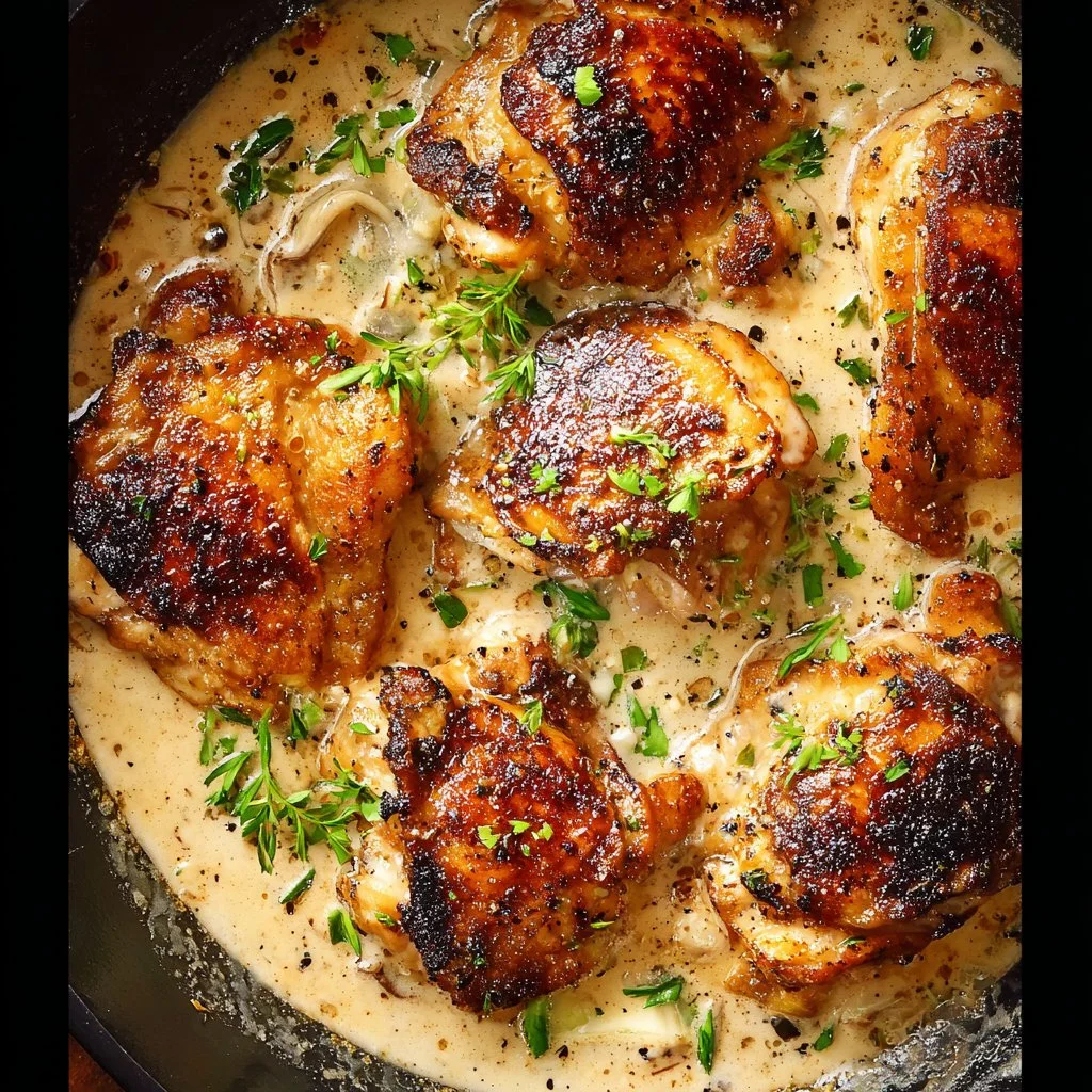 Easy lemon garlic chicken thighs recipe with herbs and spices