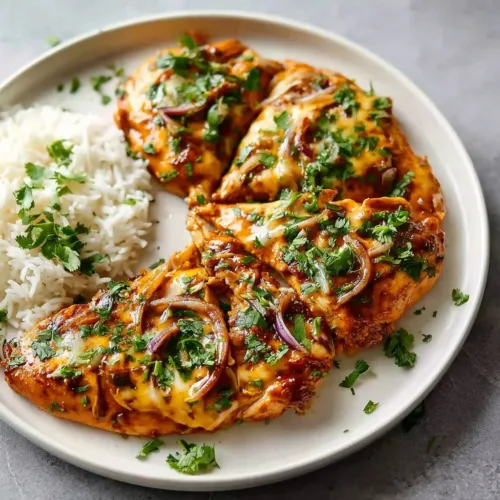 Juicy Garlic Butter Chicken served with herbs and lemon slices