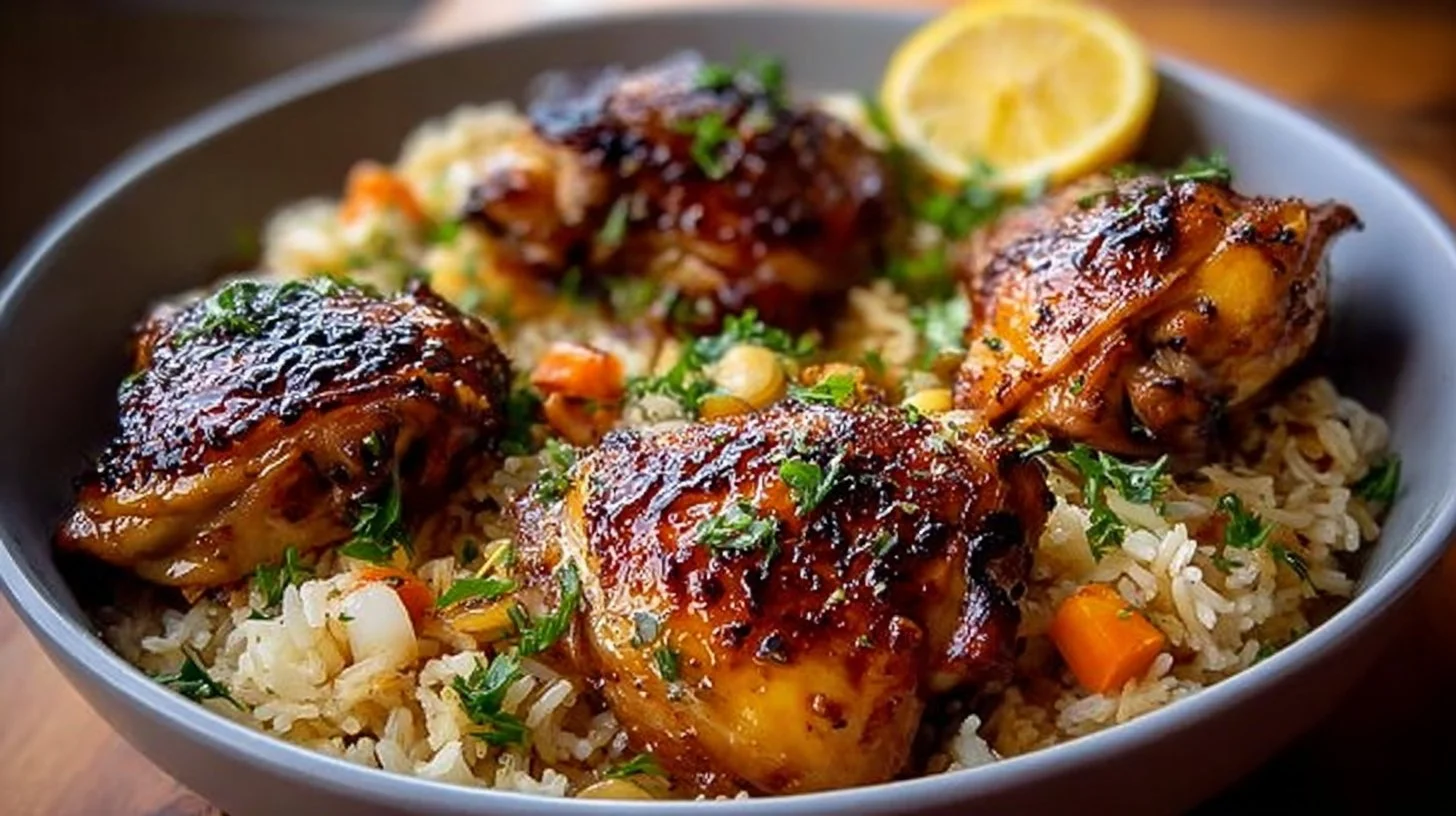 Lemon Chicken Thighs and Rice (Easy One Pot)