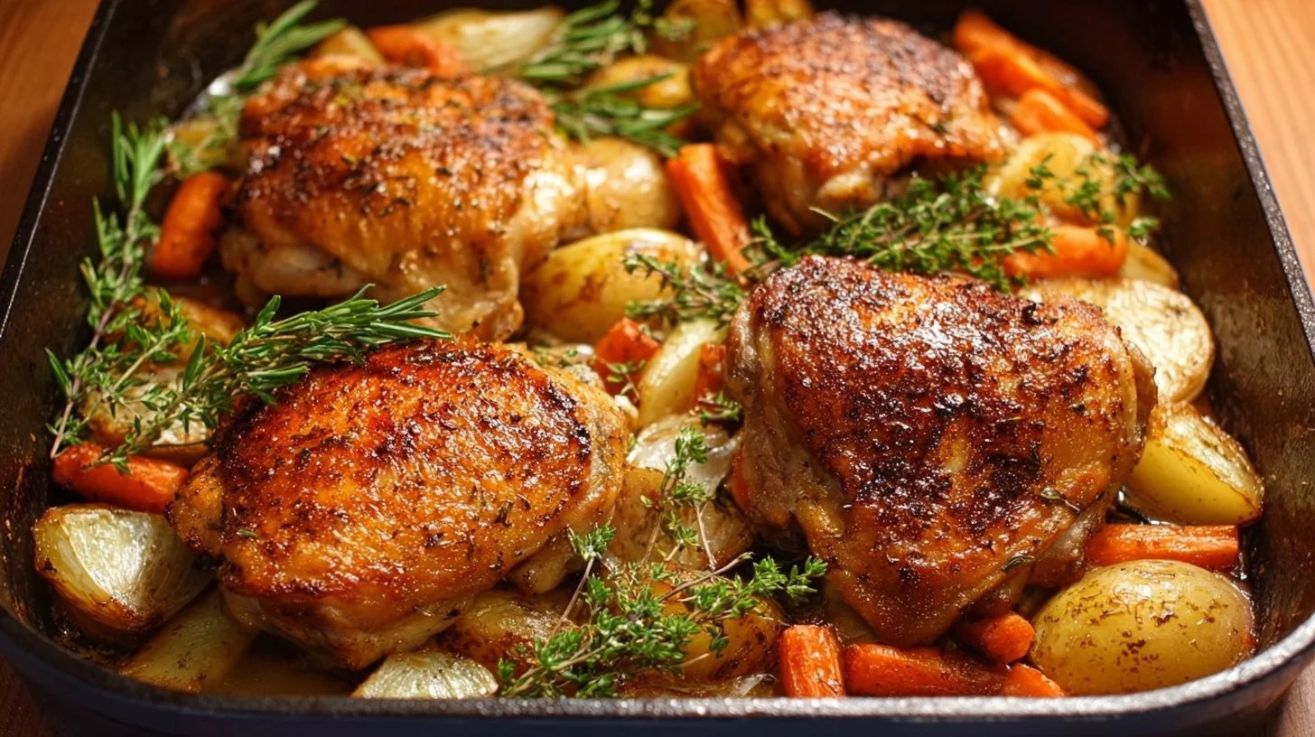 One Pan Roasted Chicken Thighs (Easy)