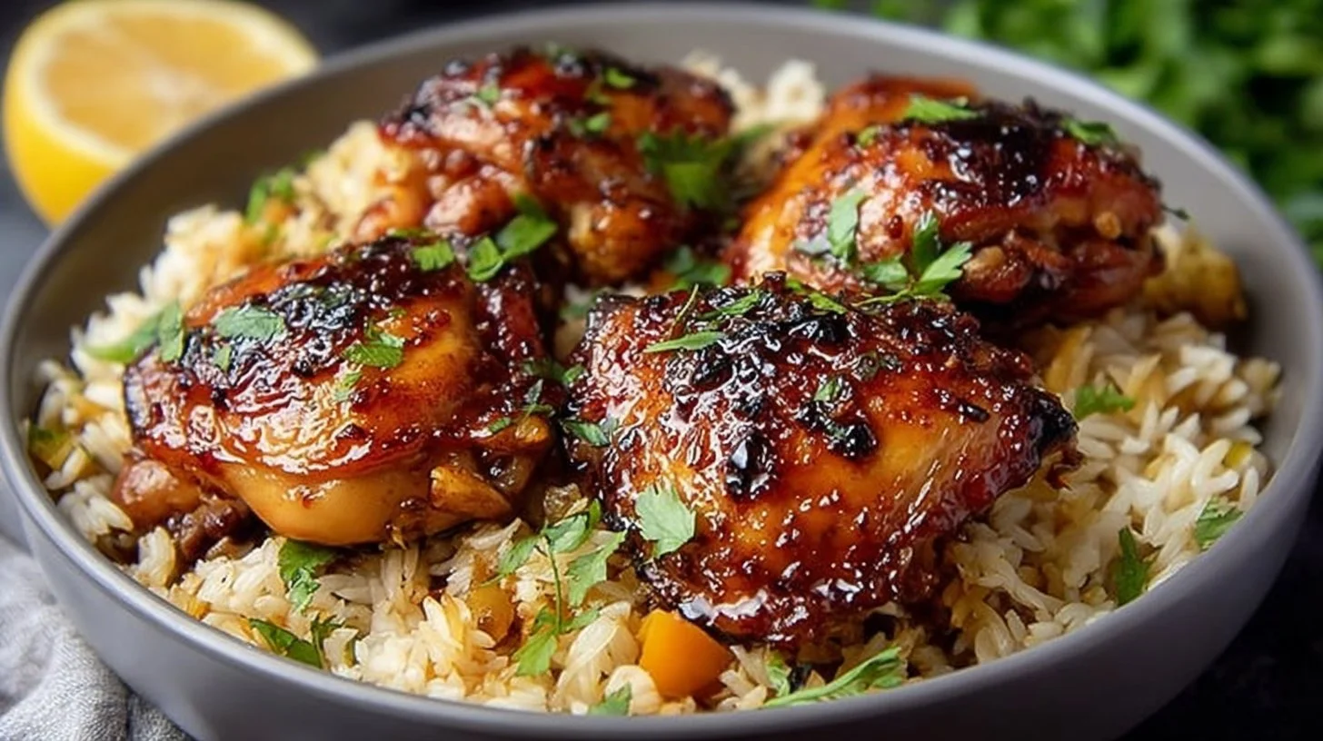 One Pot Lemon Chicken Thighs and Rice