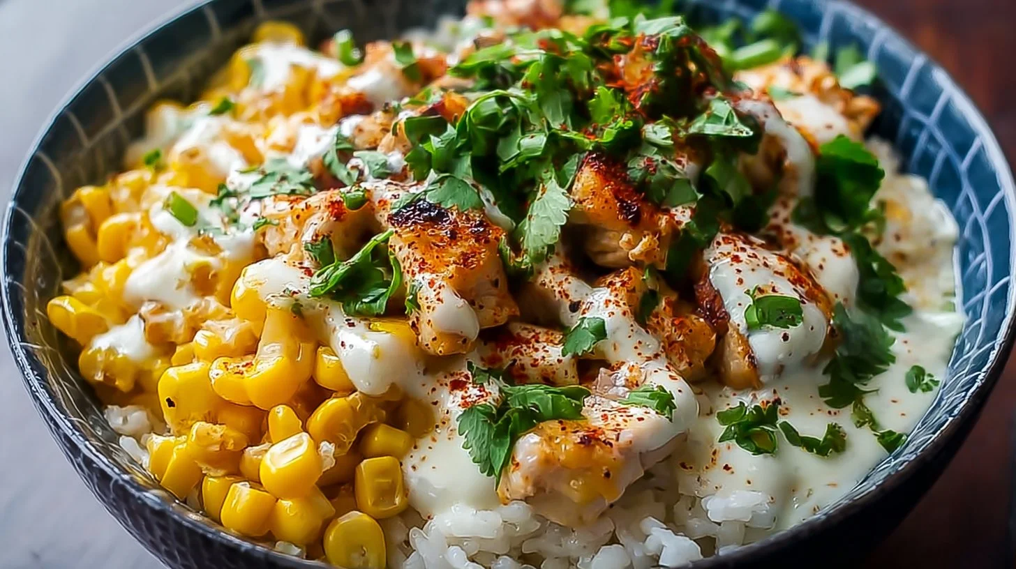 Street Corn Chicken Rice Bowl for Easy Summer Dinners