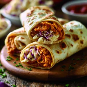 BBQ Chicken Coleslaw Wraps with fresh ingredients and vibrant colors