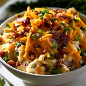 Delicious Chicken Bacon Ranch Pasta Salad prepared with fresh ingredients.