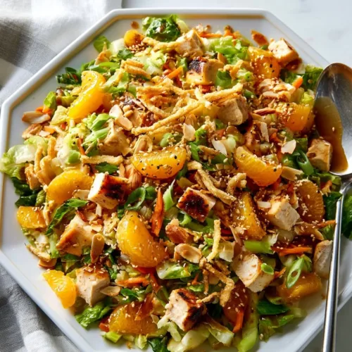 Delicious Chinese Chicken Salad with fresh vegetables and homemade dressing.
