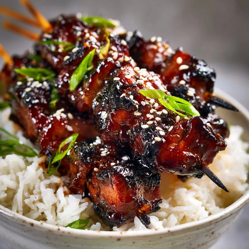 Grilled Huli Huli Chicken garnished with herbs and served on a plate