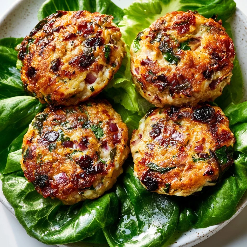 Delicious healthy Greek chicken burgers with fresh herbs and spices