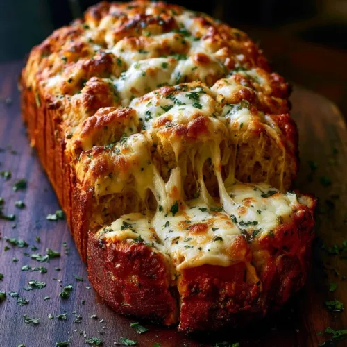 Delicious Parmesan Chicken Meatloaf served with fresh herbs